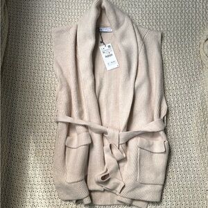 Zara Vest Sweater Cardigan w/Tie - XL